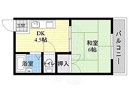 ウィステリア粉浜 1DKの間取図画像