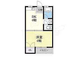 大阪住吉ビル 4階1DKの間取り