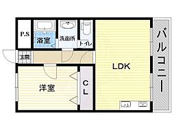 第1サンハイム東棟 1LDKの間取図画像