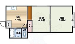 パレ・ロンシャム 2DKの間取図画像