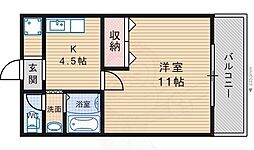 オーベル阪下 1DKの間取図画像