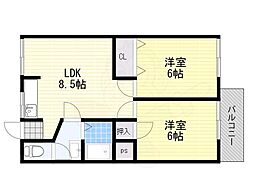 ジョヴァンニアドニス 2LDKの間取図画像