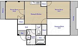 住吉建物5号館 3DKの間取図画像