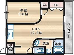 光和ハイツ 1LDKの間取図画像