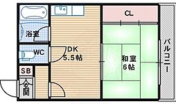 シティーハウス酒井 1DKの間取図画像