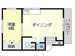 メゾン帝塚山 1DKの間取図画像