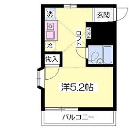グレイスハイム朝霞 ワンルームの間取図画像