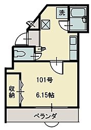 志幸19ミリオン2 1Kの間取図画像