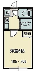 志幸ホーム8 1Kの間取図画像