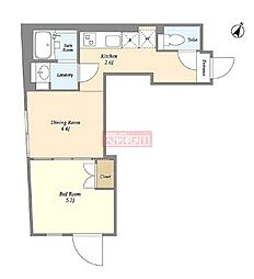 EXAM西小山 4階1DKの間取り