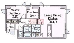 トワ・イグレック 7階1SLDKの間取り
