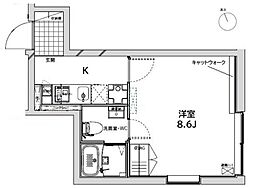 LIFEEDcreal広尾 1Kの間取図画像