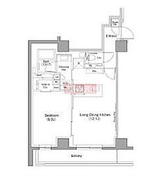 ザ・パークハビオ目黒フォート 1LDKの間取図画像