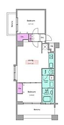 レジディア島津山 2LDKの間取図画像