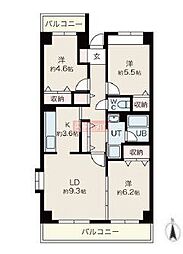 目黒本町マンション 3LDKの間取図画像