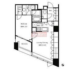 パークキューブ目黒タワー 1LDKの間取図画像