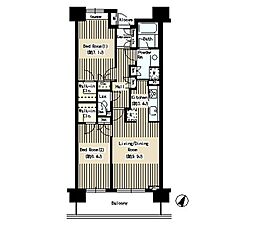 クラッサ目黒 2LDKの間取図画像