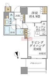 白金ザ・スカイ東棟 1LDKの間取図画像