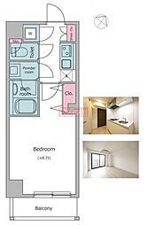 ドゥーエ西小山 1Kの間取図画像