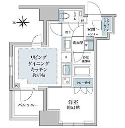 リビオレゾン三田 1LDKの間取図画像