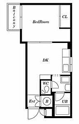 グランディール麻布十番 1DKの間取図画像