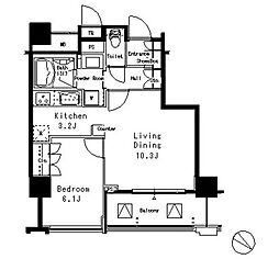 MFPR目黒タワー 1LDKの間取図画像