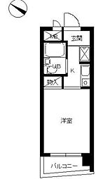 スカイコート戸越銀座 ワンルームの間取図画像