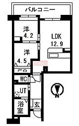 アクティ目黒駅前1号棟 2LDKの間取図画像