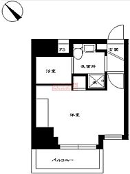 スカイコート三田慶大前壱番館 1Kの間取図画像