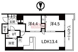 シティコート目黒2号棟 2LDKの間取図画像