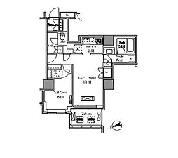 レジディアタワー目黒不動前 1LDKの間取図画像