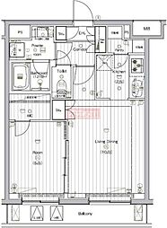 THEPREMIUMCUBEGOSAKI 1LDKの間取図画像