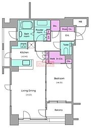 レジディア代官山 1LDKの間取図画像