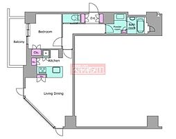 レジディアタワー目黒不動前 1LDKの間取図画像