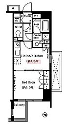 パークアクシス目黒本町 1DKの間取図画像