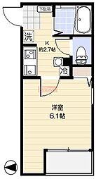 コンフィア目黒本町 1Kの間取図画像