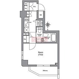 LUXURYAPARTMENT白金 1Kの間取図画像