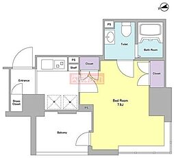 ラベイユ麻布十番 1Kの間取図画像