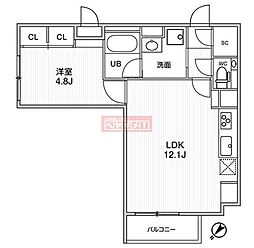 ReveResiderce目黒 1LDKの間取図画像