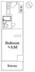 コルム目黒不動前 ワンルームの間取図画像