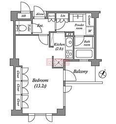 プラチナコート広尾 1Kの間取図画像