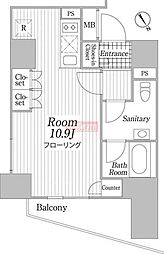 コートヒルズ広尾南 ワンルームの間取図画像