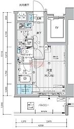 メインステージ三田アーバンスクエア 1Kの間取図画像