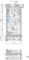 メインステージ三田アーバンスクエア 1Kの間取図画像