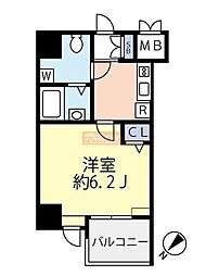 グランヴァンメトロ-1 1Kの間取図画像