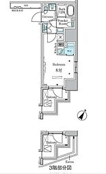 ラテスト白金台 ワンルームの間取図画像