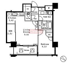 MFPR目黒タワー 1SLDKの間取図画像
