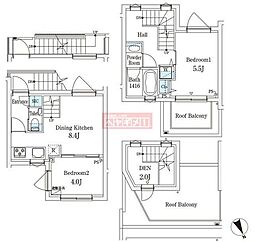 AGRATIOTERRCE恵比寿 2DKの間取図画像