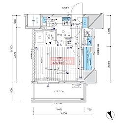 メインステージ目黒3 1Kの間取図画像