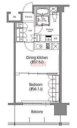 BPRレジデンス三田伊皿子坂 1DKの間取図画像